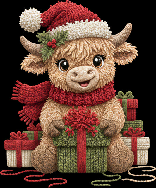 DTF Transfer – Yarn Highland Cow Presents Multi Sizes (CM-CW003)