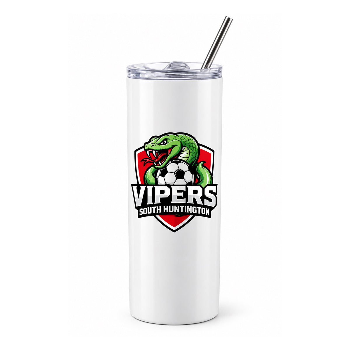 Vipers Team 20oz SKINNY STRAIGHT STAINLESS STEEL TUMBLER WITH STRAW & LID