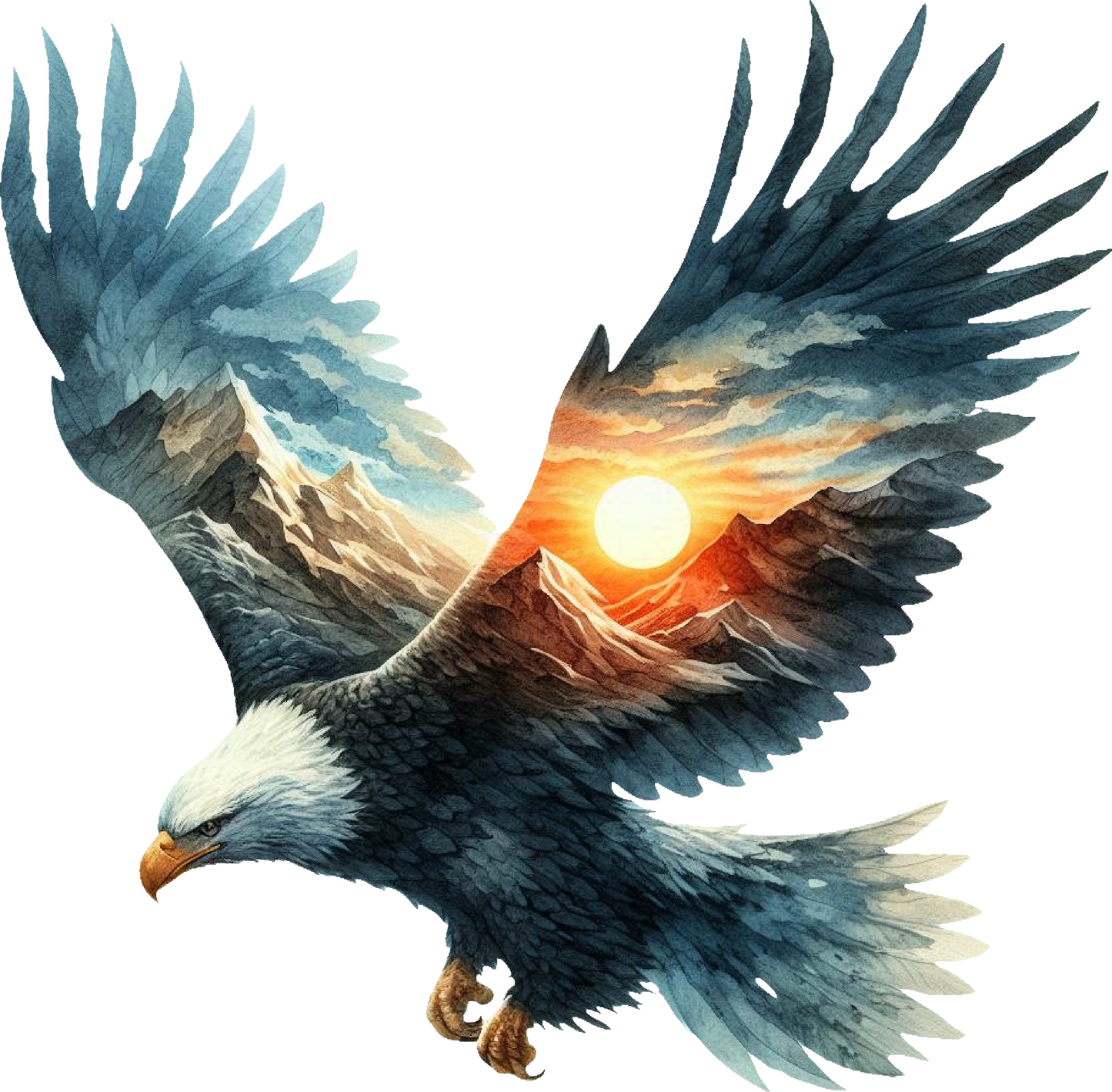 DTF Transfer – Bald Eagle Watercolor Multi Sizes (AN-EA001)