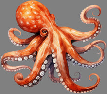 Load image into Gallery viewer, DTF Transfer – Watercolor Octopus Multi Sizes (AN-OC001)