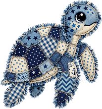 Load image into Gallery viewer, DTF Transfer – Denim Turtle Multi Sizes (AN-TR005)