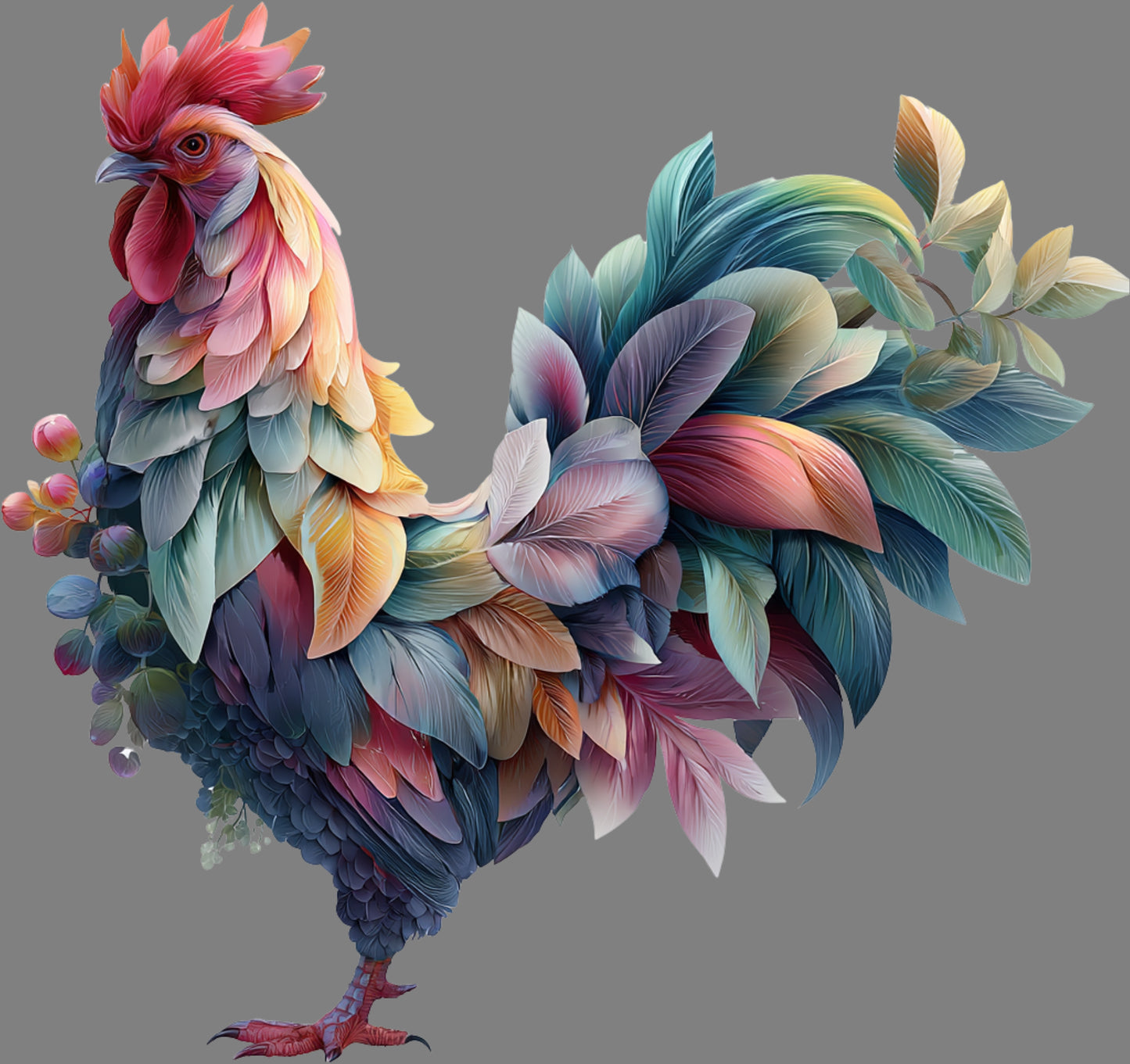 DTF Transfer – Chicken Flowers Multi Sizes (AN-CH005)