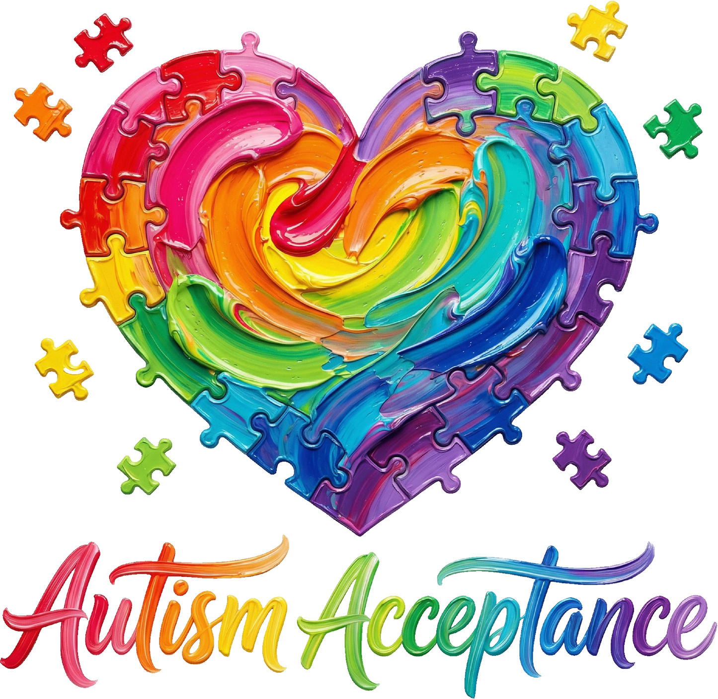 DTF Transfer – Autism Heart Multi Sizes (AW- AU002)