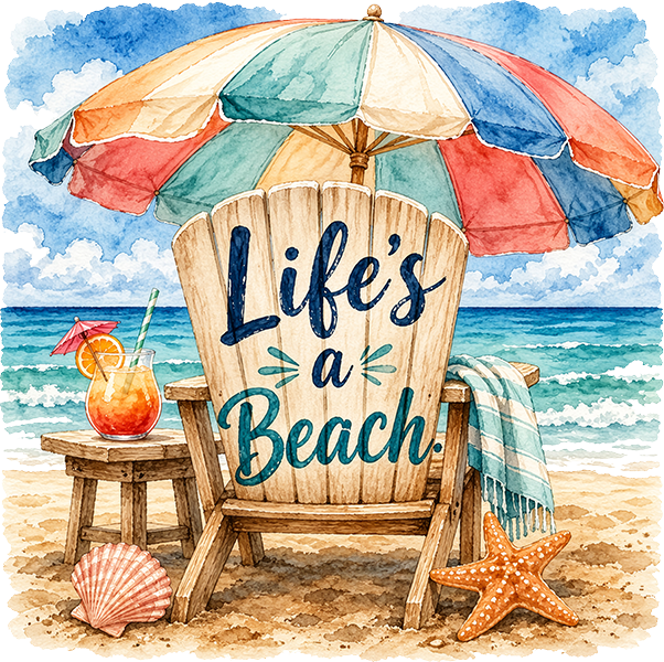 DTF Transfer – Life's a Beach Multi Sizes (BE-SC009)