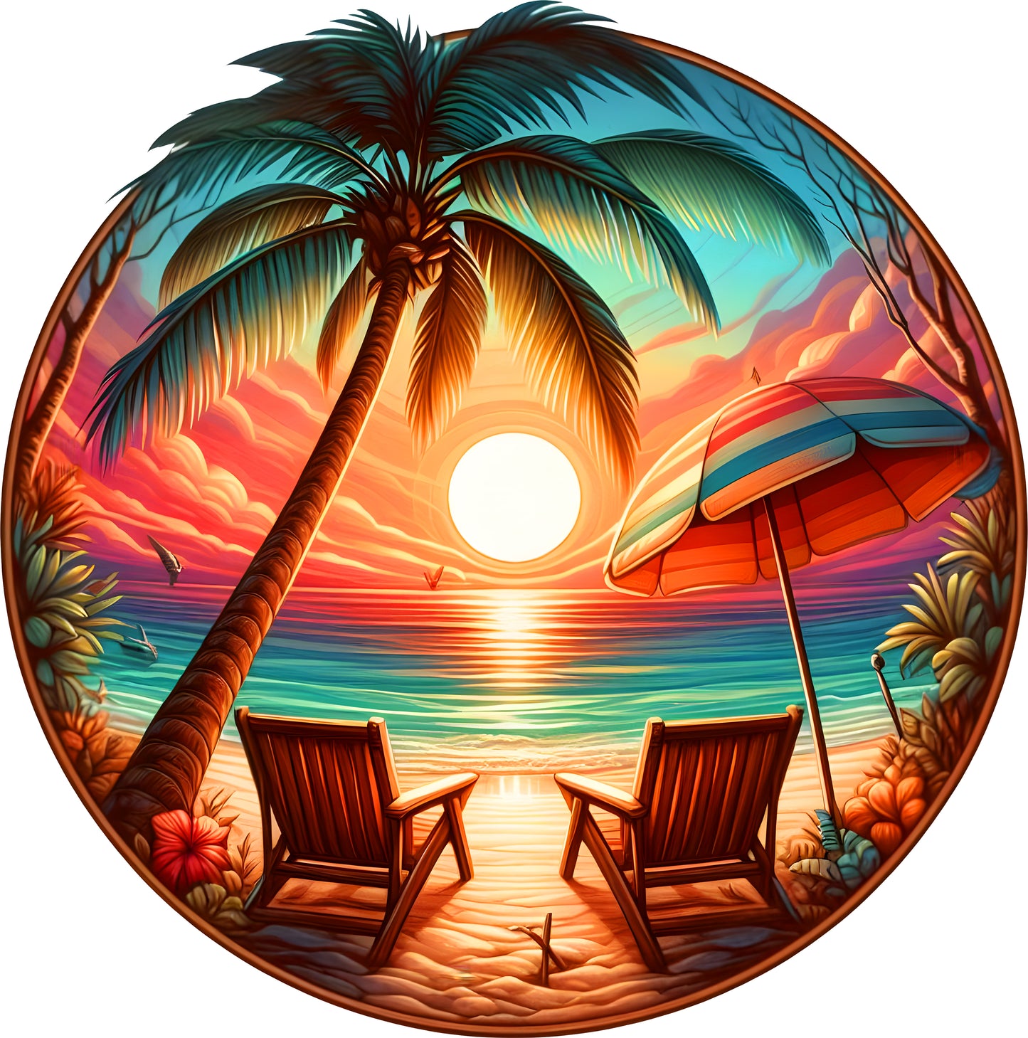 DTF Transfer – Sunset Beach Multi Sizes (BE-SC001)