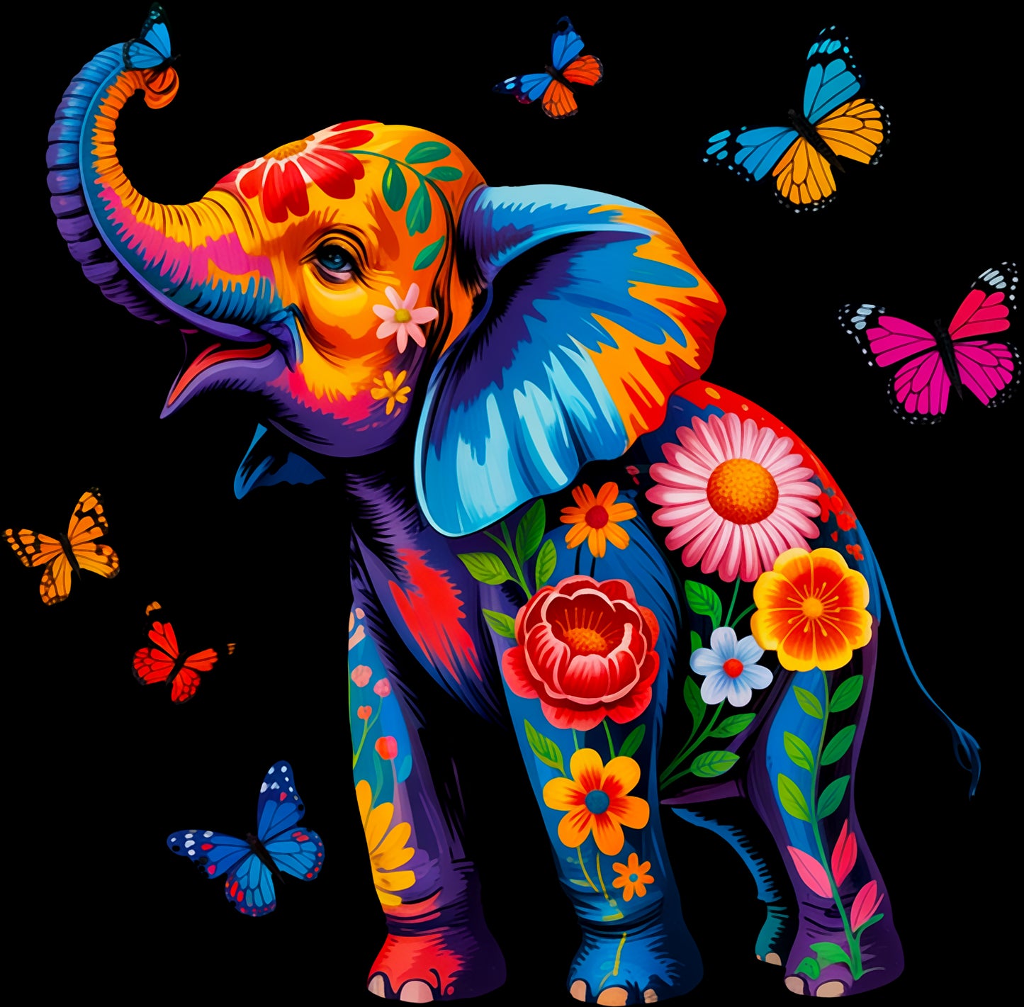 DTF Transfer – Elephant Butterfly Multi Sizes (AN-EL001)