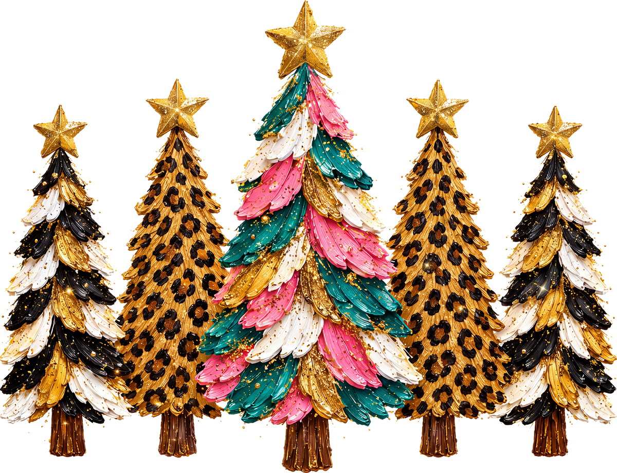 DTF Transfer - Paint Xmas Trees Gold Color (CM-TR018)