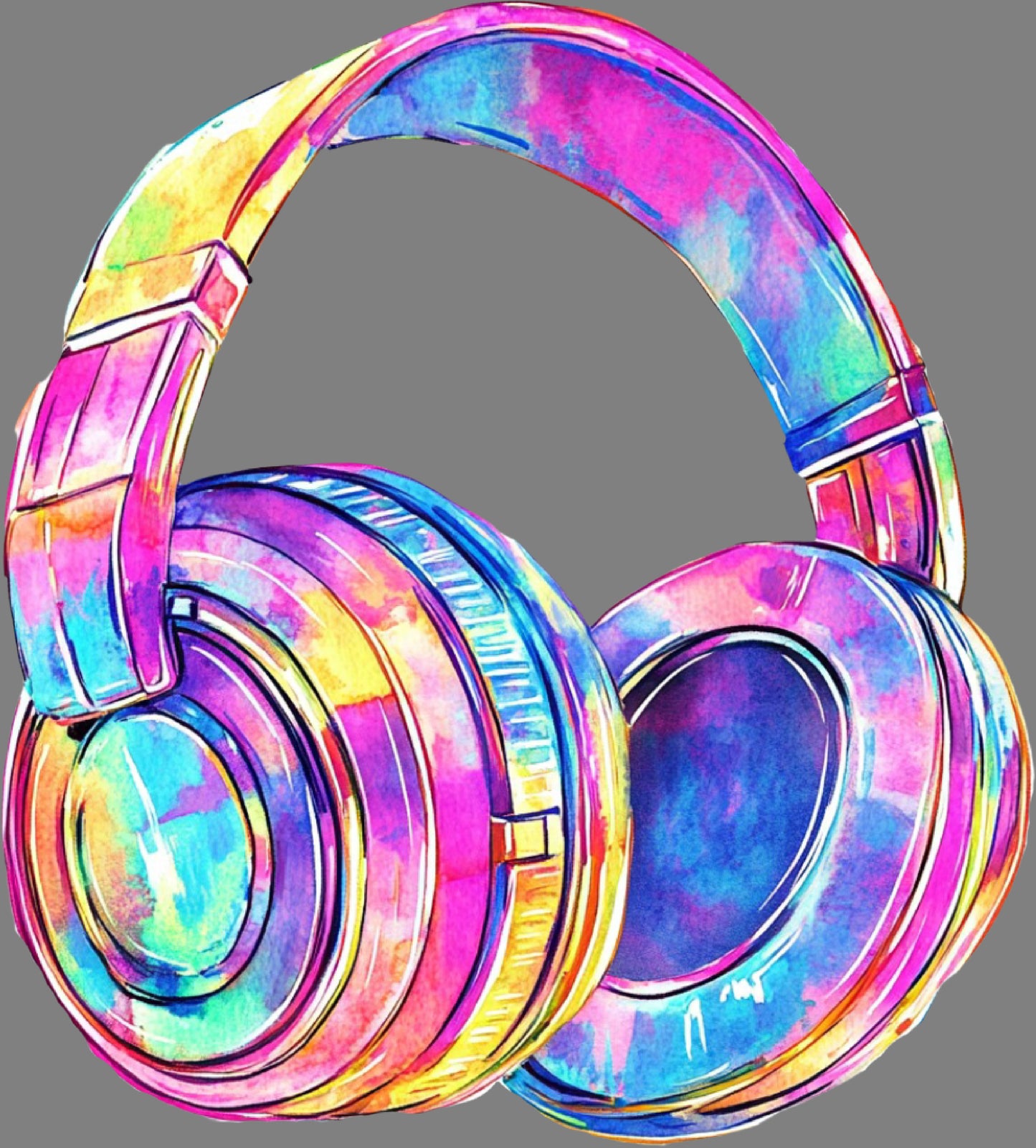 DTF Transfer – Watercolor Headphones Multi Sizes (RT-AC001)
