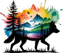 Load image into Gallery viewer, DTF Transfer – DB Wolf Water Color Multi Sizes