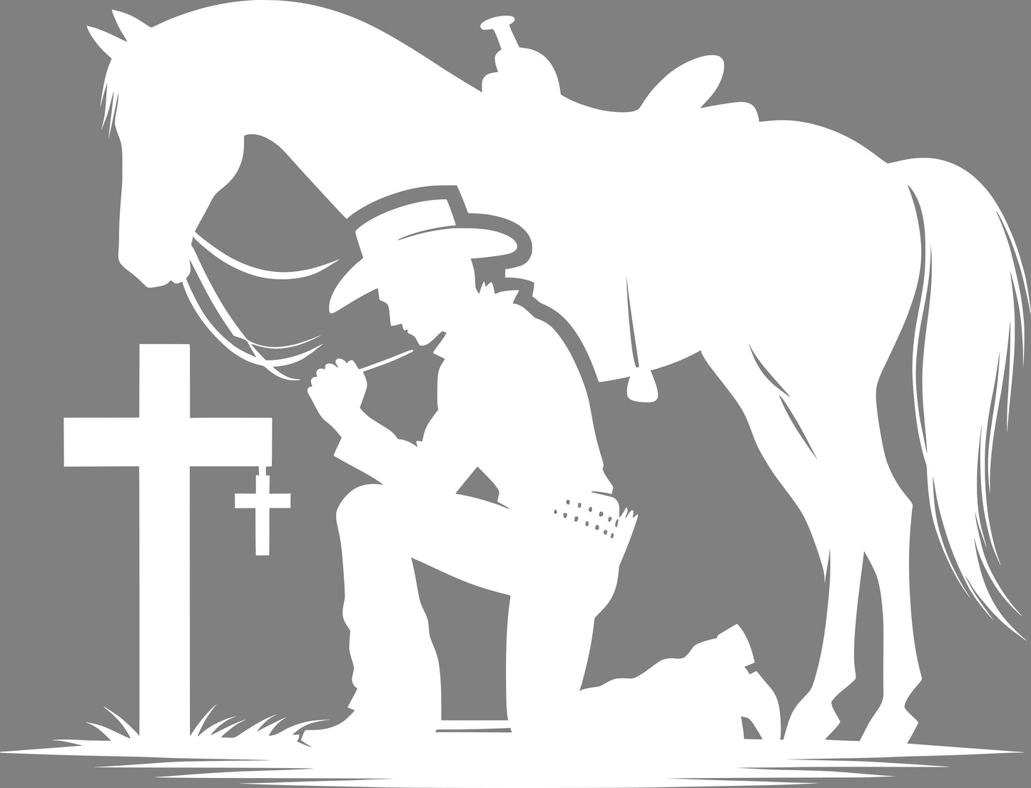 DTF Transfer – Cowboy Praying Multi Sizes (CO-CB001)