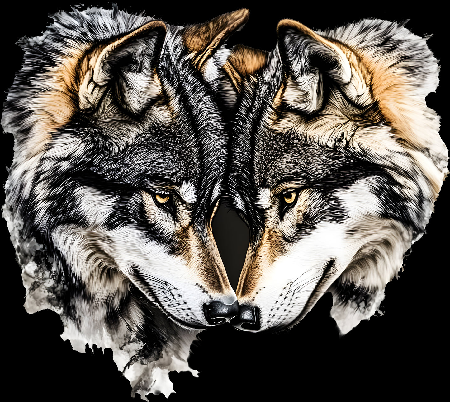 DTF Transfer – Wolf Couple Multi Sizes (AN-WL002)