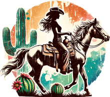 Load image into Gallery viewer, DTF Transfer – DU Cowgirl Horse Multi Sizes