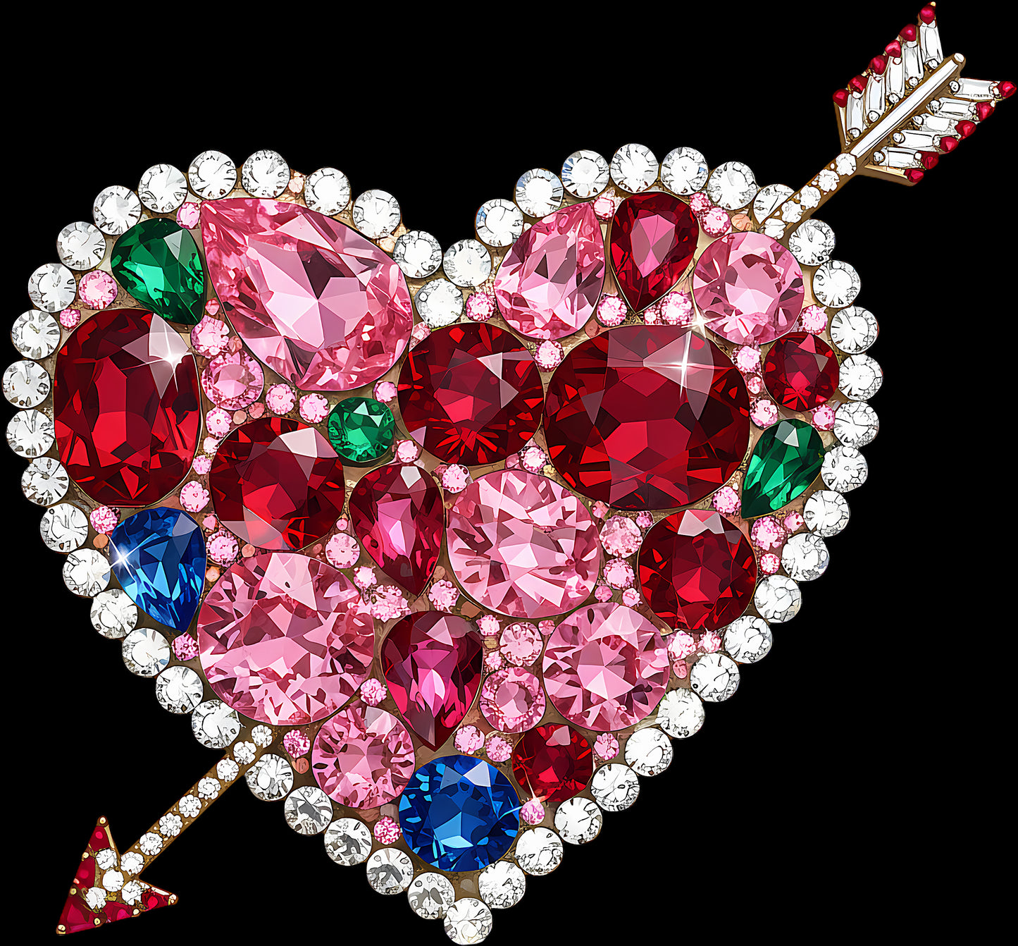 DTF Transfer – EB Gem Arrow Heart Multi Sizes