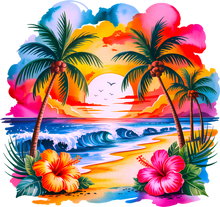 Load image into Gallery viewer, DTF Transfer – Tropical Sunset Multi Sizes (BE-SC002)