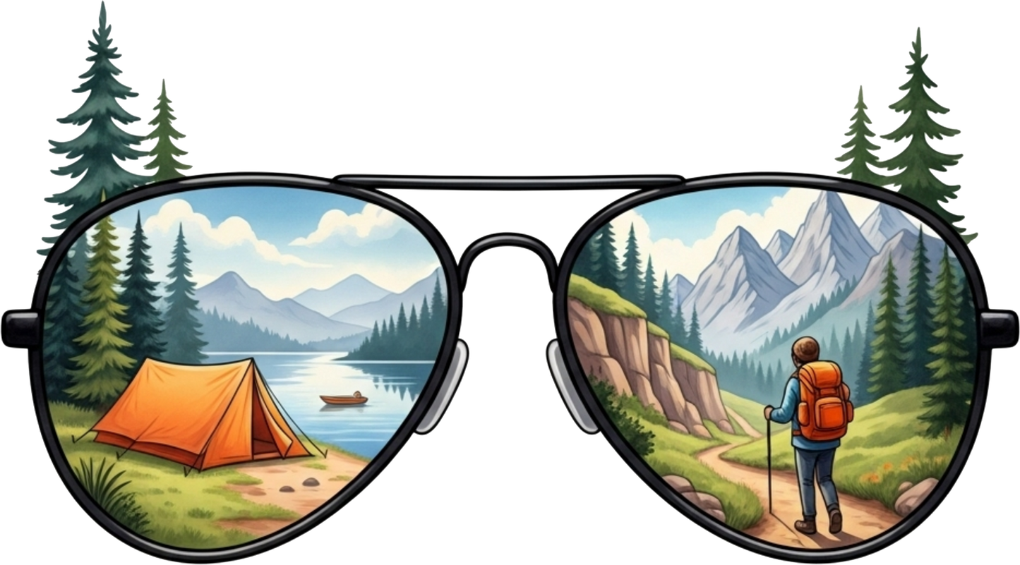 DTF Transfer – Camping Sunglasses Multi Sizes (CA-SC004)