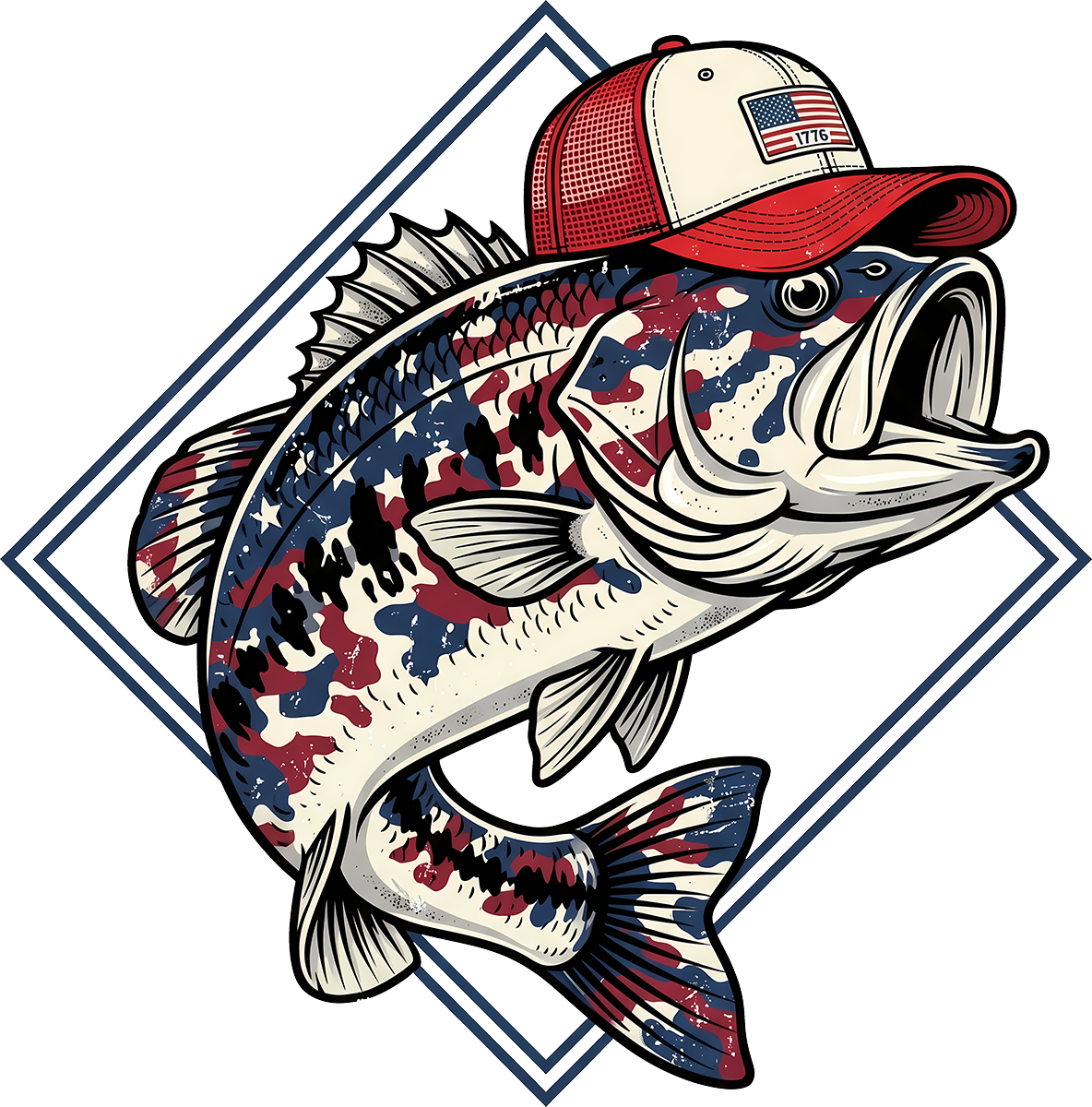 DTF Transfer – USA Fish Multi Sizes (FI-SC008)