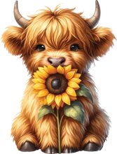 Load image into Gallery viewer, DTF Transfer – Sunflower Cow Multi Sizes (CW-HC001)