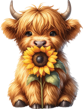 Load image into Gallery viewer, DTF Transfer – Sunflower Cow Multi Sizes (CW-HC001)