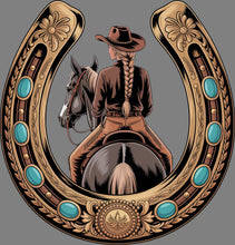 Load image into Gallery viewer, DTF Transfer – Horseshoe Cowgirl Multi Sizes (CO-CG001)