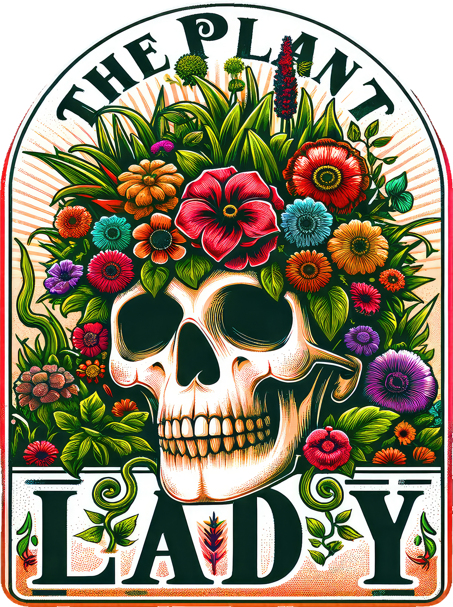 DTF Transfer – Plant Lady Skull Multi Sizes (SK-FL001)
