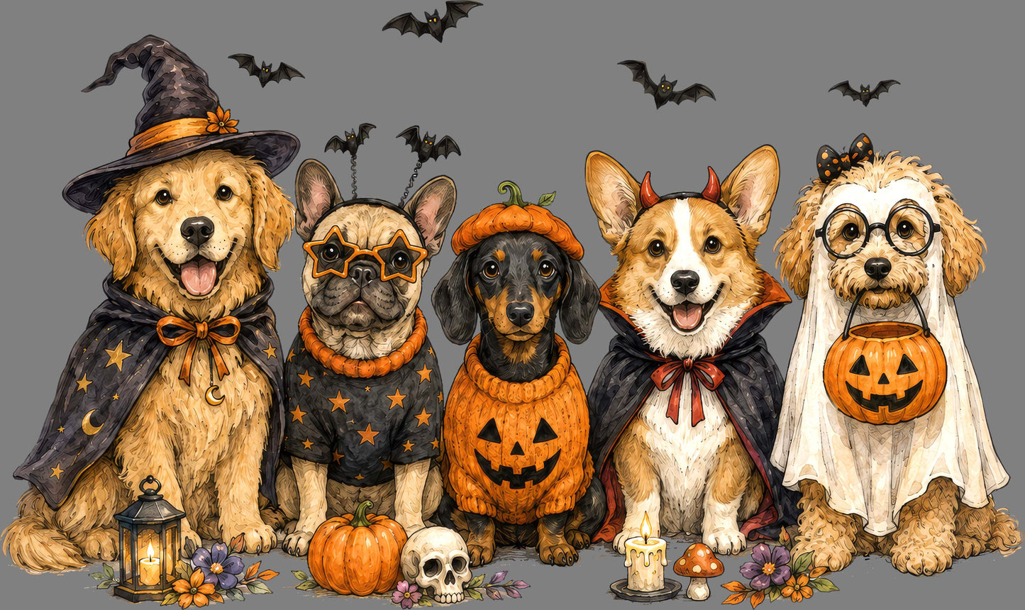 DTF Transfer – Halloween Dogs A Multi Sizes (HA-AN003)