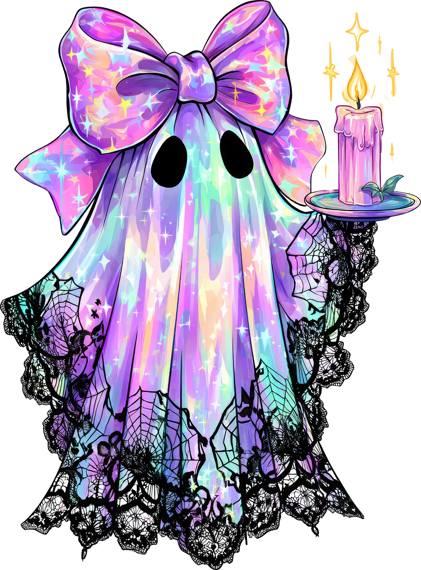 DTF Transfer – Iridescent Ghost Multi Sizes (HA-GH002)