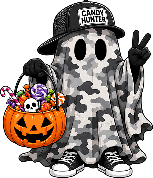 DTF Transfer – Ghost Candy Hunter Multi Sizes (HA-MG002)