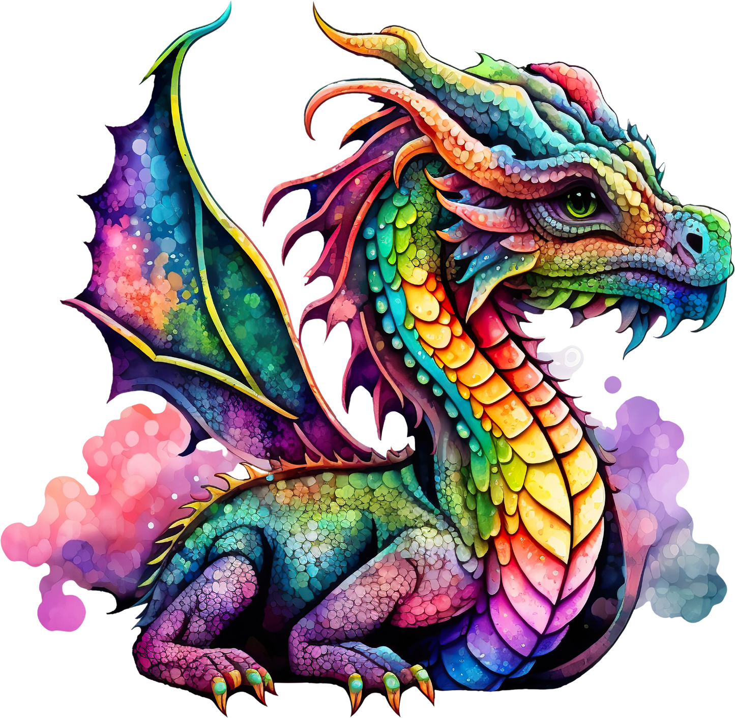 DTF Transfer – Watercolor Dragon Multi Sizes (MY-DR001)