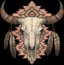 Load image into Gallery viewer, DTF Transfer – HB Cow Skull Feathers Multi Sizes