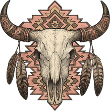 Load image into Gallery viewer, DTF Transfer – HB Cow Skull Feathers Multi Sizes