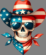 Load image into Gallery viewer, DTF Transfer – HB Patriotic Skull Cowboy Multi Sizes