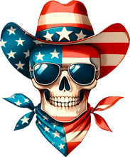 Load image into Gallery viewer, DTF Transfer – HB Patriotic Skull Cowboy Multi Sizes