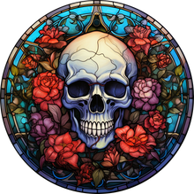 Load image into Gallery viewer, DTF Transfer – HF Skull Glass Flowers Multi Sizes