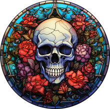 Load image into Gallery viewer, DTF Transfer – HF Skull Glass Flowers Multi Sizes