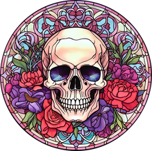 Load image into Gallery viewer, DTF Transfer – IH Glass Skull Flowers B Multi Sizes