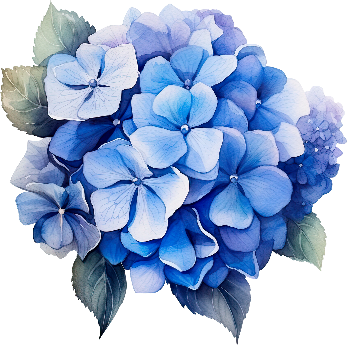 DTF Transfer – Blue Hydrangea Multi Sizes (FL-HY001)