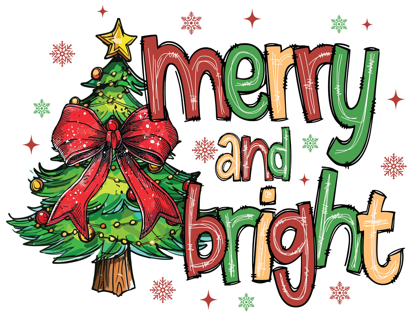 DTF Transfer – 11" Merry and Bright