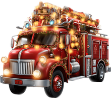 Load image into Gallery viewer, DTF Transfer –Christmas Fire Truck Multi Sizes