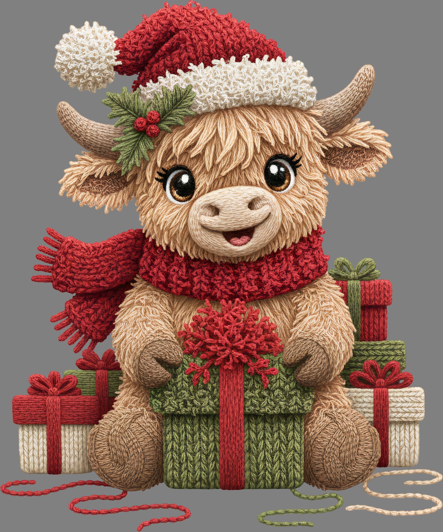 DTF Transfer – Yarn Highland Cow Presents Multi Sizes (CM-CW003)