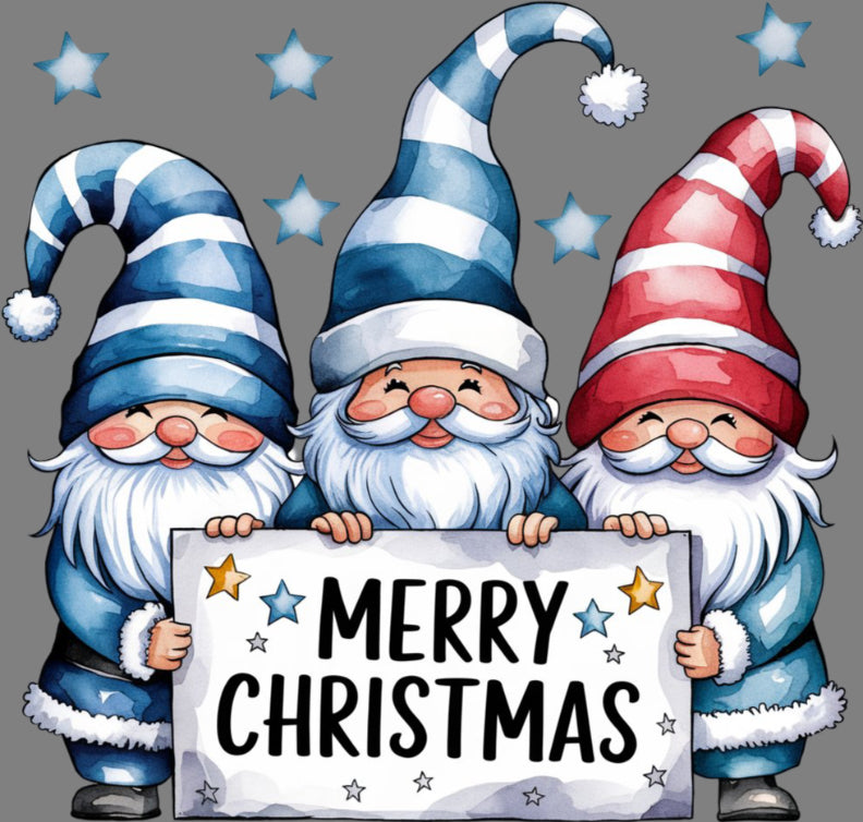 DTF Transfer - Gnome Merry Christmas Multi Size