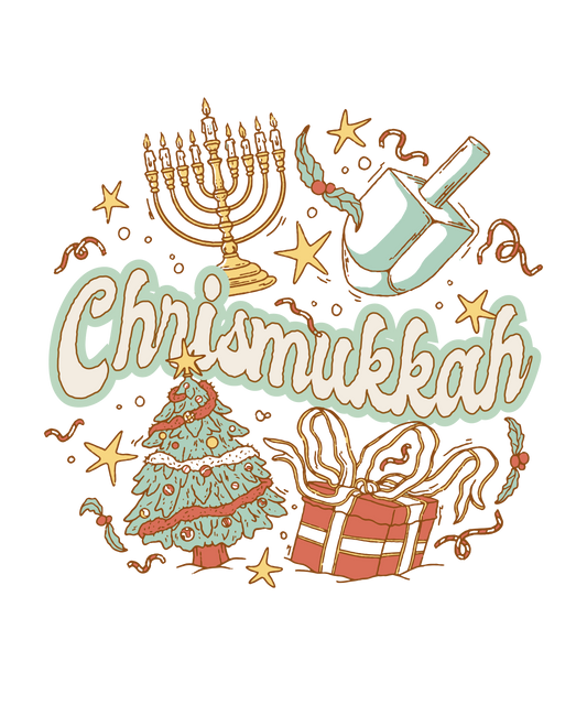 DTF Transfer – 11" Wide Full Color Print Chrismukkah Celebration