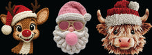 Load image into Gallery viewer, DTF Transfer – Holiday Crochet Trio (2&quot; Mini Designs)
