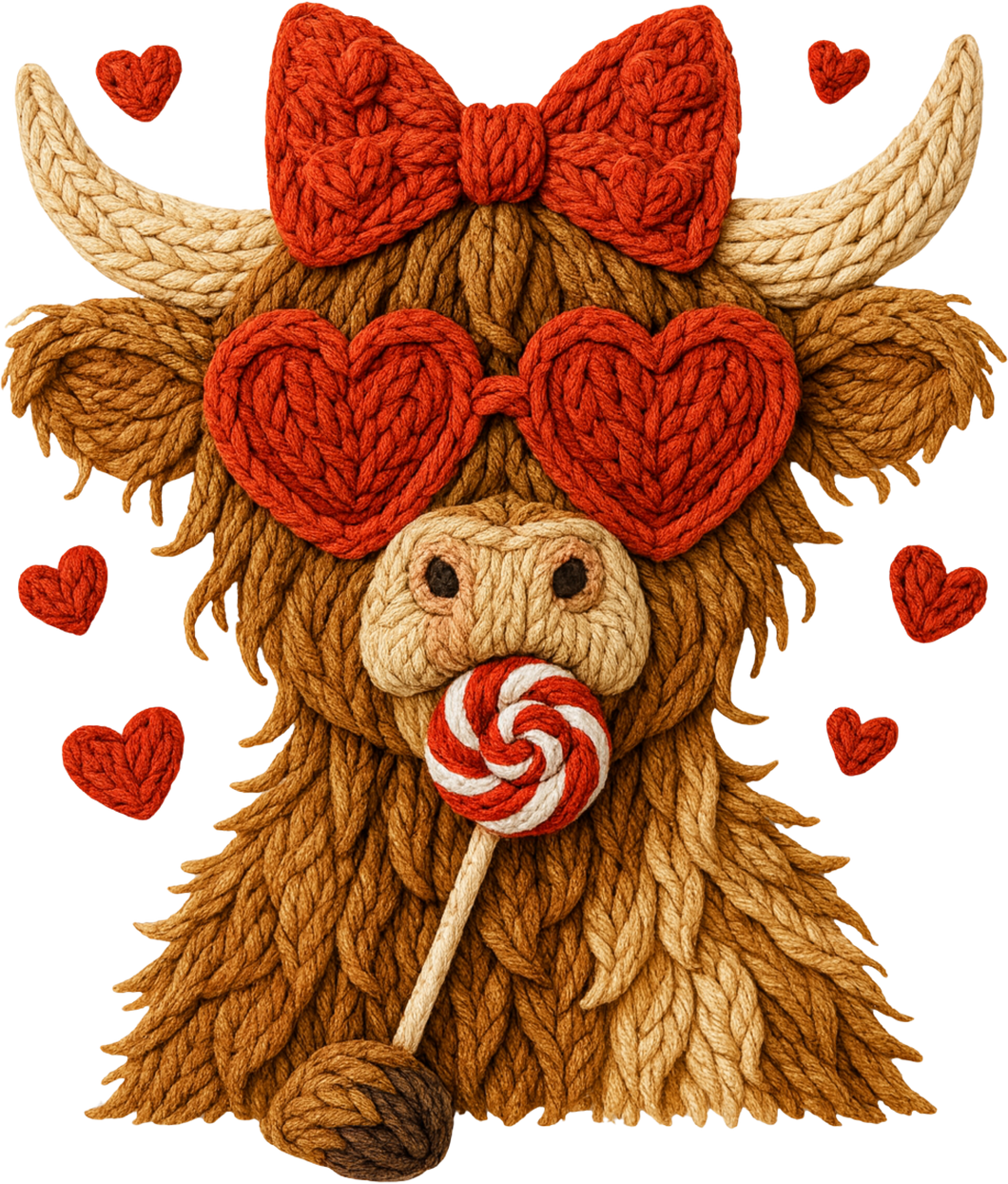 DTF Transfer – AC Yarn Cow Hearts Multi Sizes