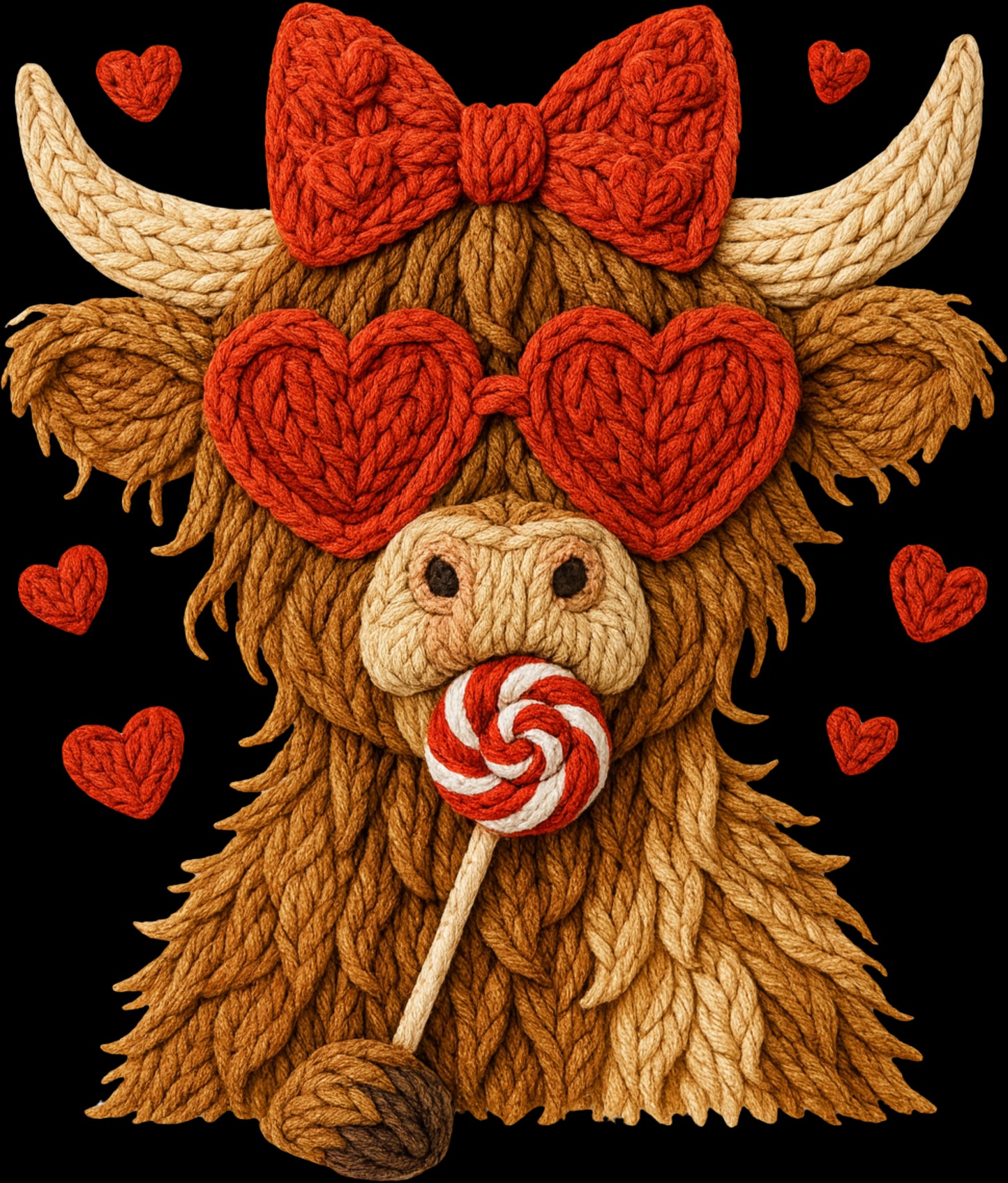 DTF Transfer – Yarn Cow Hearts Multi Sizes (CW-HC008)