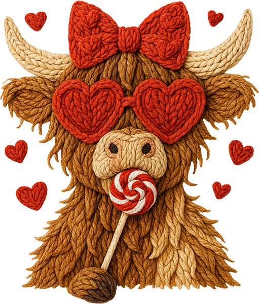 DTF Transfer – Yarn Cow Hearts Multi Sizes (CW-HC008)
