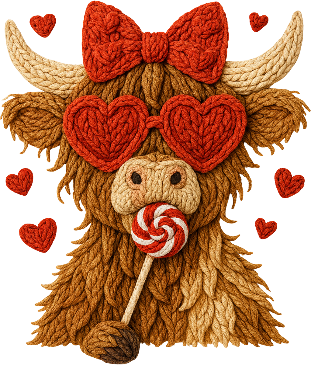 DTF Transfer – Yarn Cow Hearts Multi Sizes (CW-HC008)