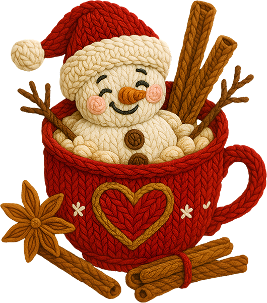 DTF Transfer – Yarn Snowman Hot Coc Multi Sizes