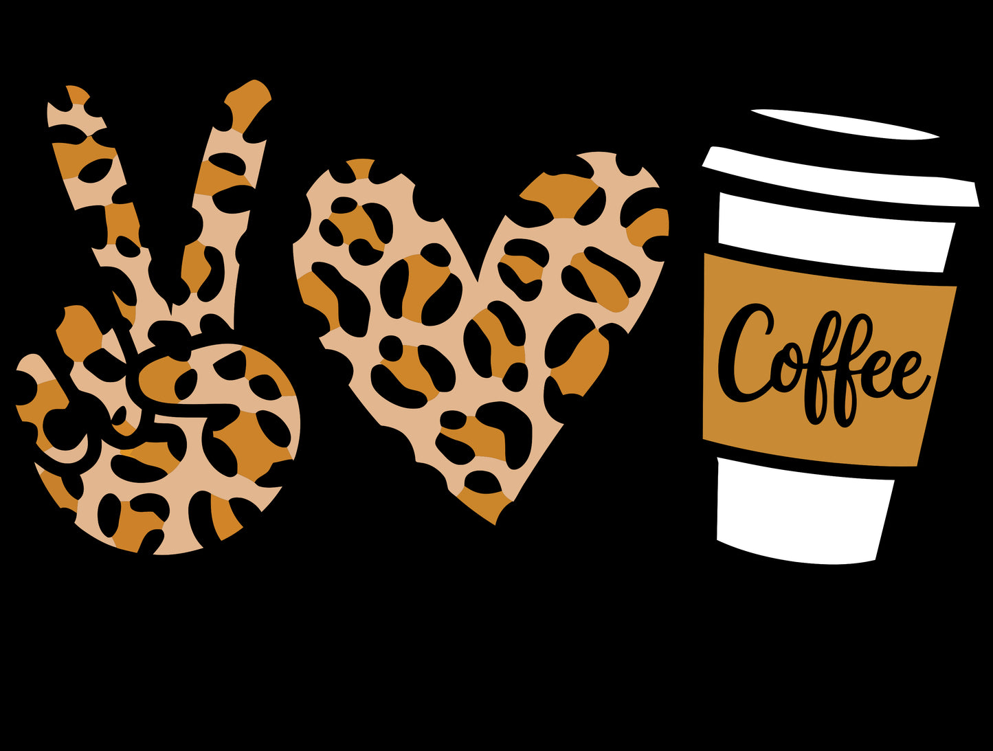 DTF Transfer – Peace Love and Coffee  Multi Sizes (CF-MI001)