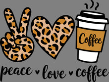 Load image into Gallery viewer, DTF Transfer – AE Peace Love and Coffee  Multi Sizes
