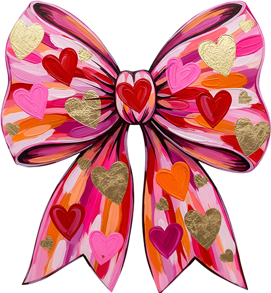 DTF Transfer – AG Paint Heart Bow Multi Sizes